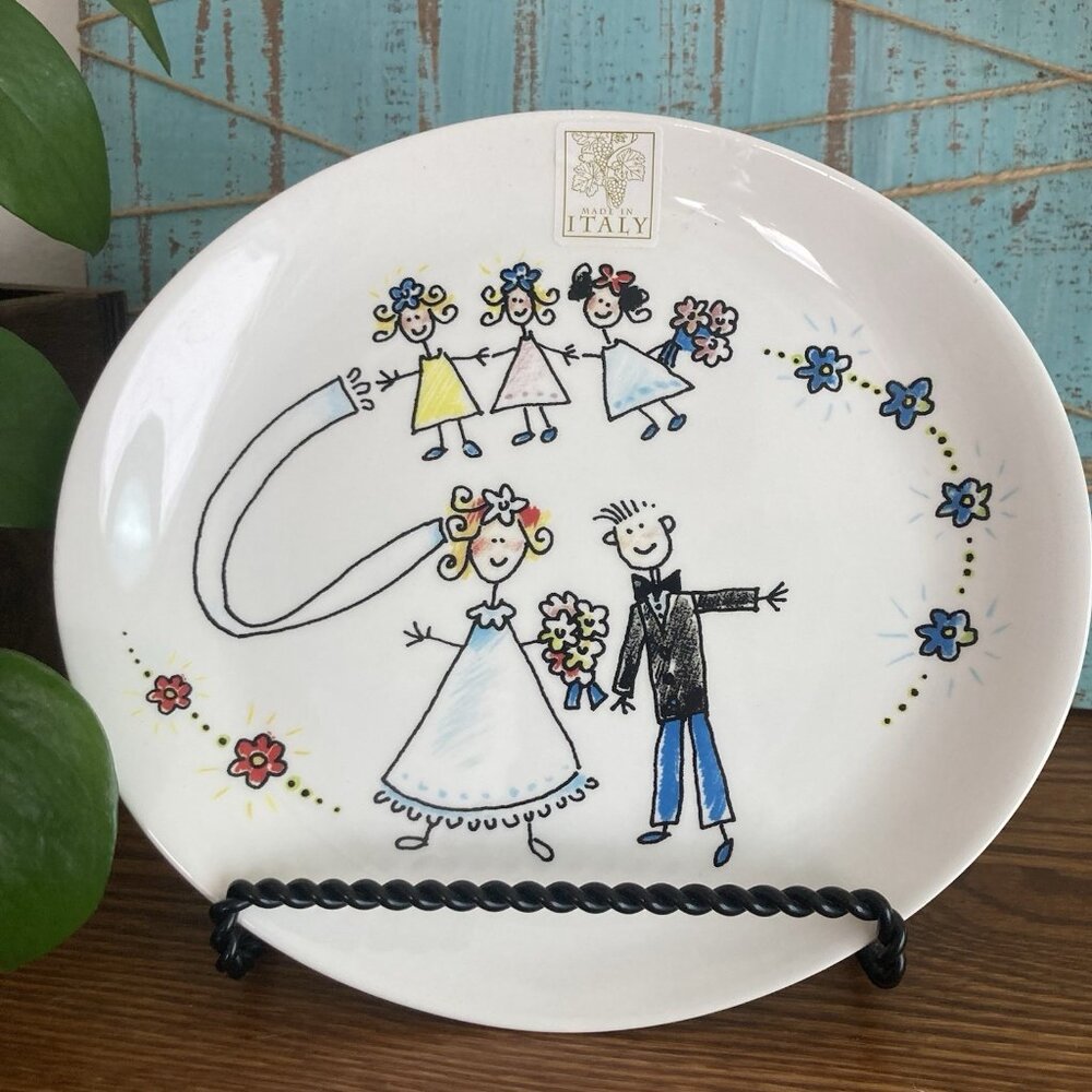 Opificio Etico Oval Whimsical Wedding Shower Cake Bride Groom Plate Italy